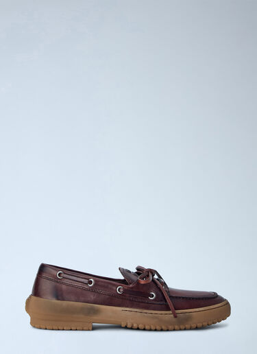 LN-CC® - Miu Miu: Leather Deck Shoes - Burgundy Miu Miu Leather Deck Shoes Burgundy miu0266048