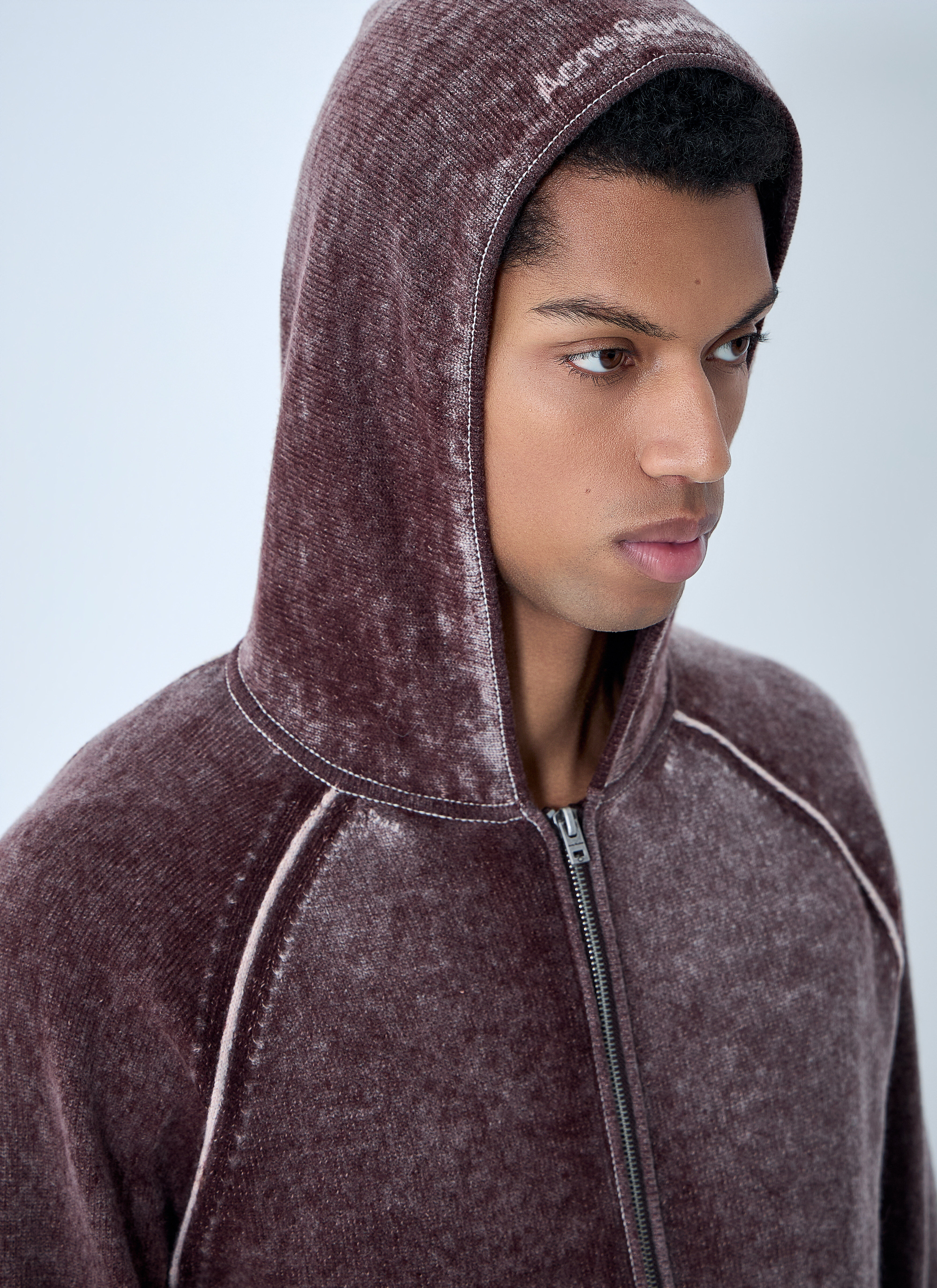 Acne Studios Men's' Zip-Up Hooded Sweatshirt in Burgundy | LN-CC®