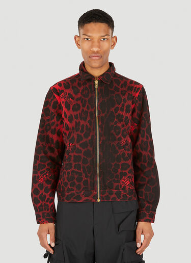 Aries Leopard Print Denim Jacket Red ari0148002