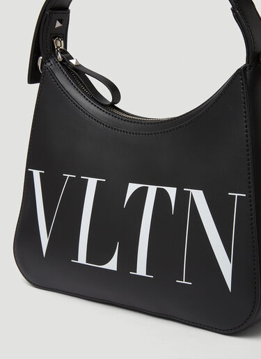 Valentino Logo Print Small Hobo Handbag Black val0149034