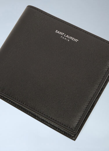 Saint Laurent Logo Print Bi-Fold Wallet Black sla0136040