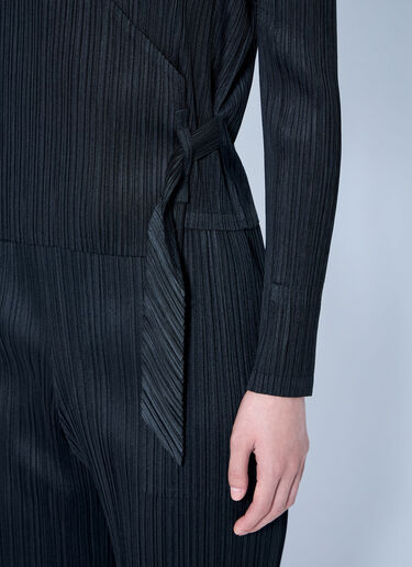 Pleats Please Issey Miyake Pleated Wrap Top Black plp0264013