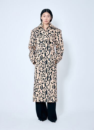 Sportmax Animal-Print Trench Coat Beige spx0259001