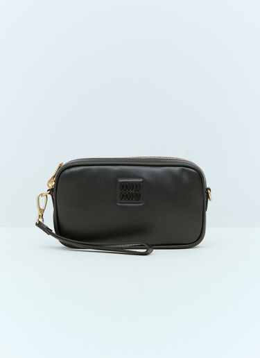 Embossed Logo Leather Pouch Miu Miu Embossed Logo Leather Pouch Black miu0254049