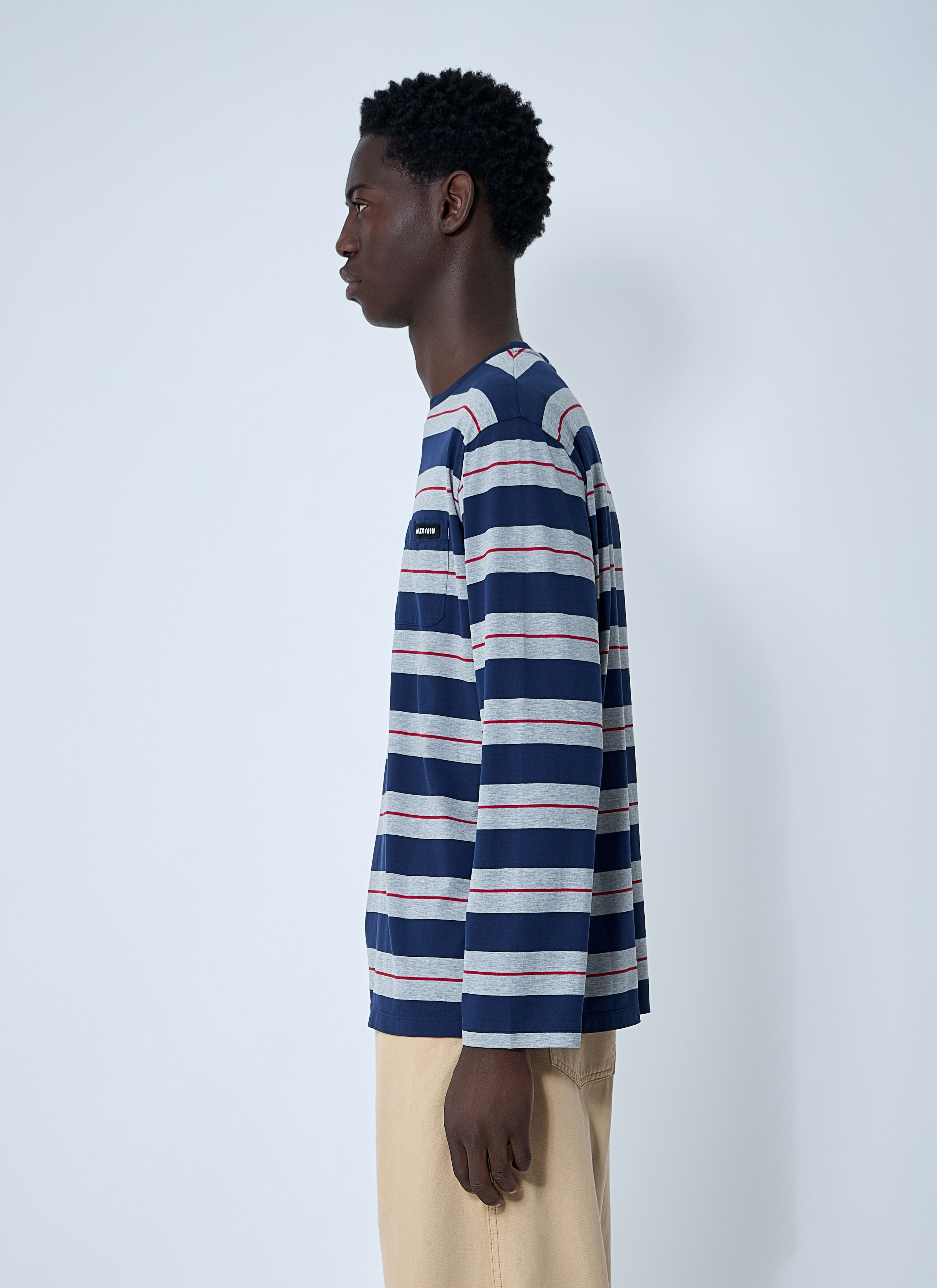 Miu Miu Men's' Logo Motif T-Shirt in Navy | LN-CC®