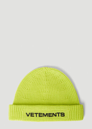 GANNI Logo Beanie Hat Green gan0255068