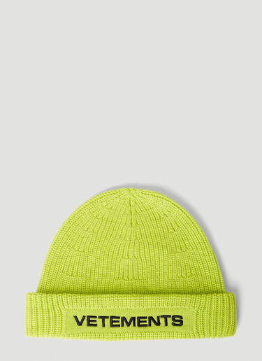 VETEMENTS Logo Beanie Hat Yellow vet0254011