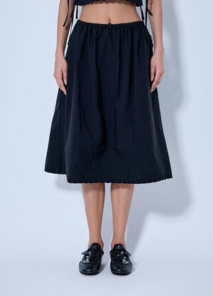 Cecilie Bahnsen CBFiella Embroidered Scalloped Taffeta Midi Skirt Black cec0266009