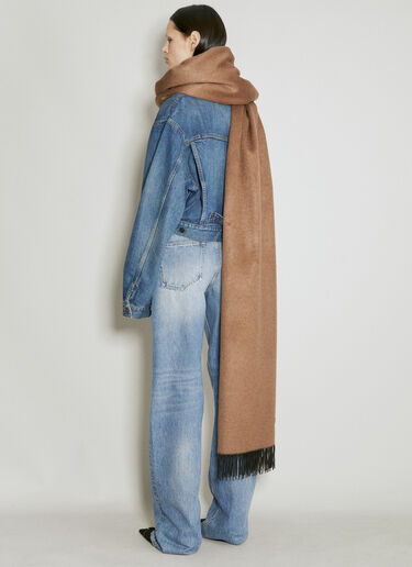 Extra Large Scarf With Logo Plaque Saint Laurent Extra Large Scarf With Logo Plaque Brown sla0254063