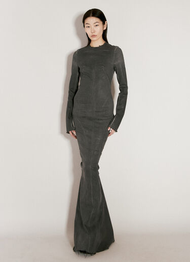 Rick Owens Coated Denim Maxi Dress Grey ric0256002