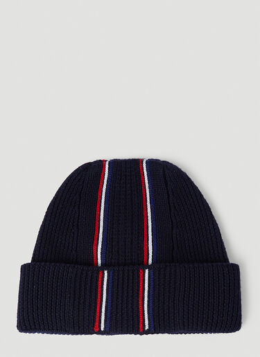 Moncler Stripe Beanie Hat Navy mon0153044