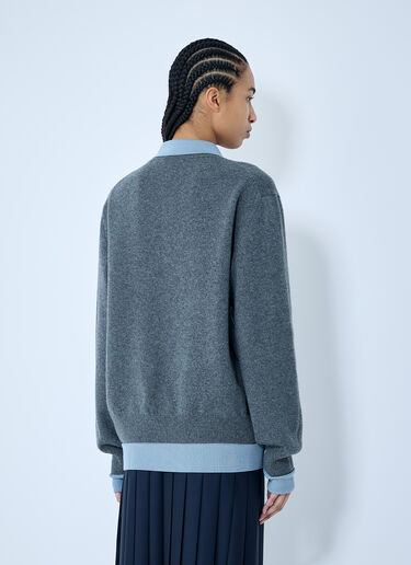 Miu Miu Logo Motif Knit Polo Sweater Blue miu0360007