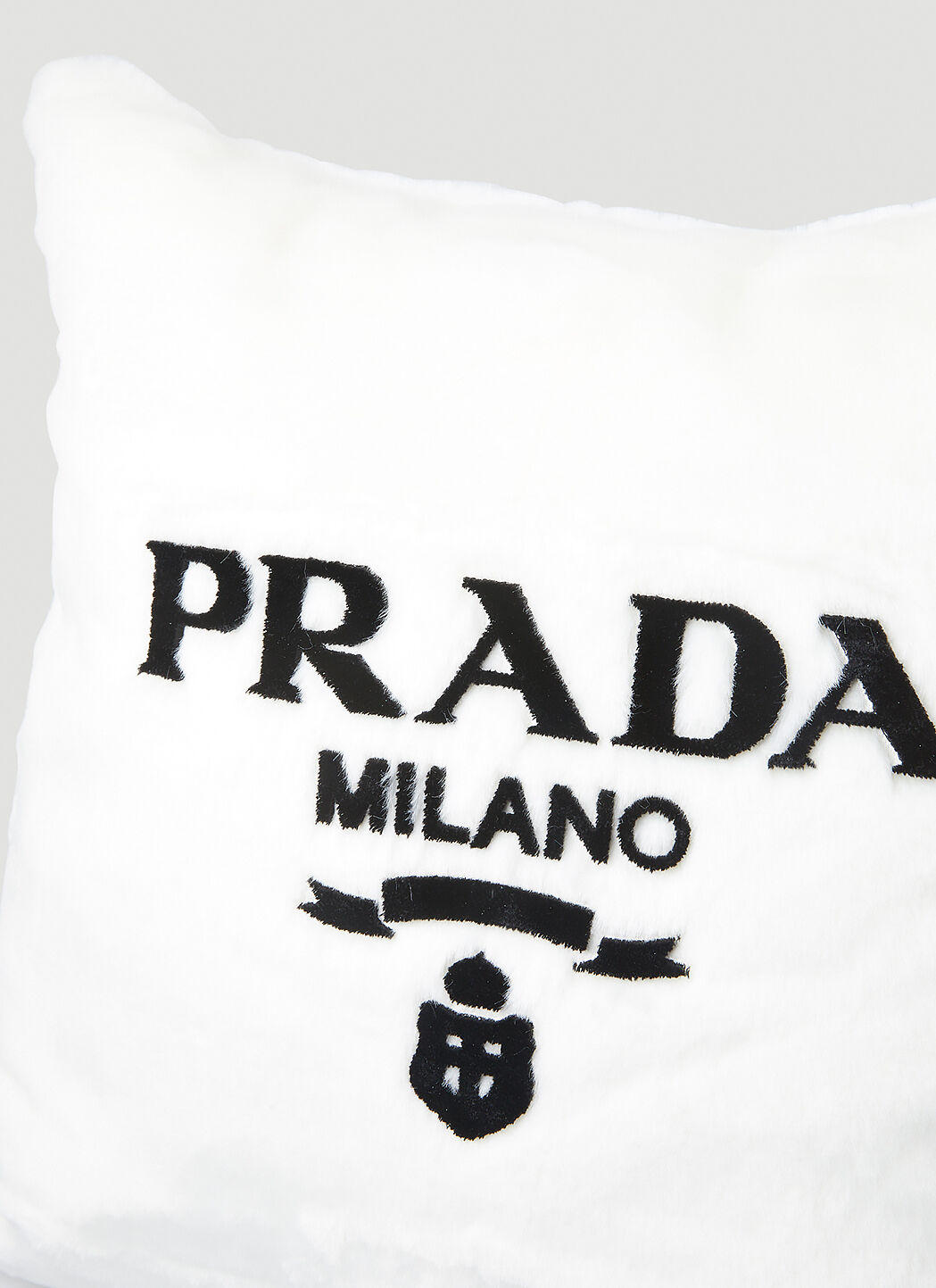 Prada Logo Engraved Square Cushion in White LN CC