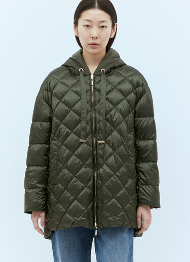 Max Mara Reversible Quilted Hooded Jacket Green max0255060