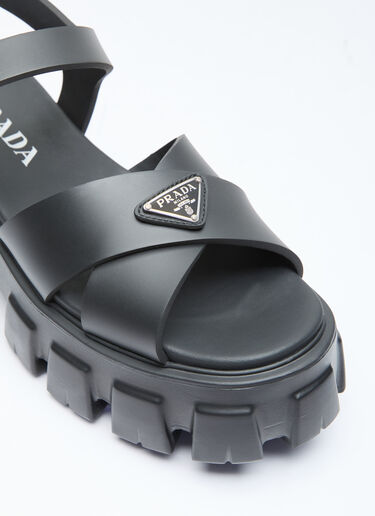 Prada Logo Plaque Rubber Sandals Black pra0256025
