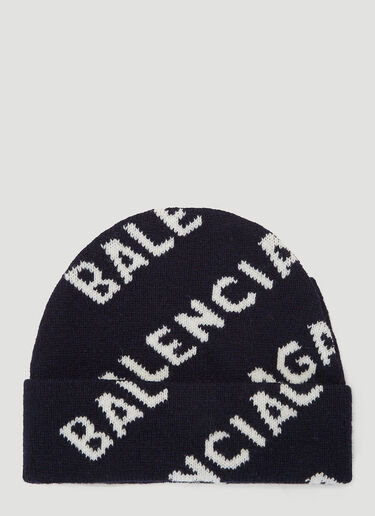 Balenciaga Intarsia-Logo Beanie Hat Blue bal0243099
