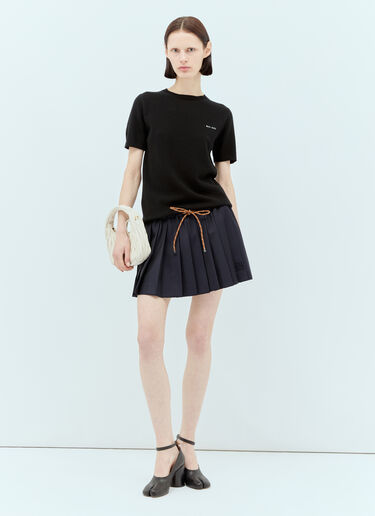 Miu Miu Pleated Batavia Skirt Blue miu0257011