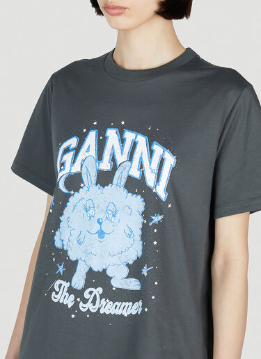 GANNI Dream Bunny Short Sleeve T-Shirt Grey gan0253099