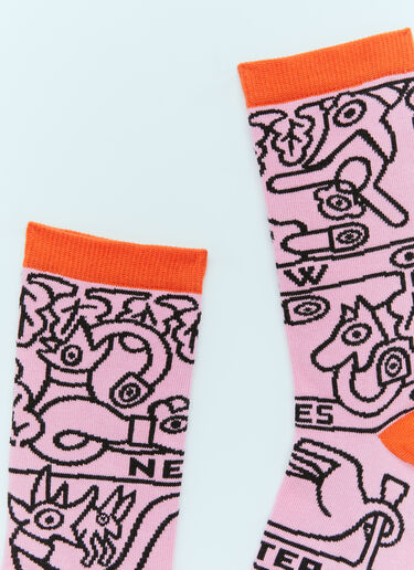 Walter Van Beirendonck New Eyes Socks Pink wlt0154037