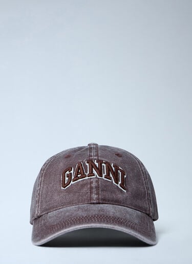 GANNI Logo Motif Baseball Cap Brown gan0263060