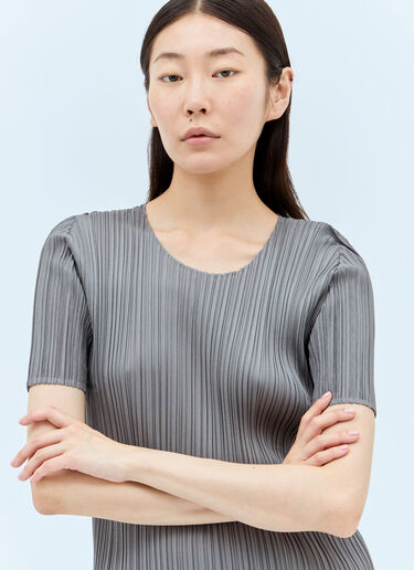 Pleats Please Issey Miyake Short-Sleeve Pleated Top Grey plp0257032