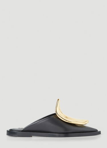 Jil Sander 해머된 메탈 장식 뮬 블랙 jil0248025