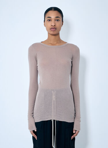 Rick Owens Rib Long Sleeve T-Shirt Beige ric0259003