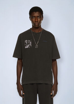 Off-White Faded Painting Skate Logo T-Shirt Black ofw0162023
