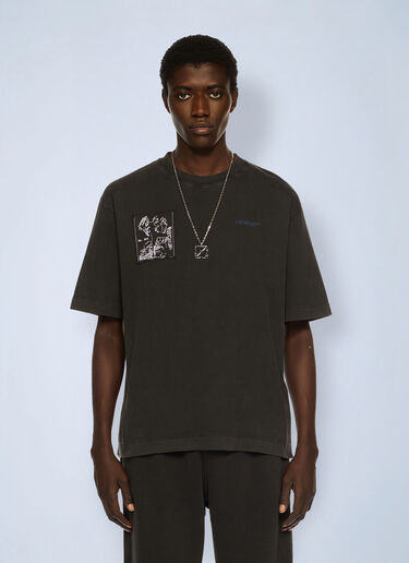 Off-White Faded Painting Skate Logo T-Shirt Black ofw0162023