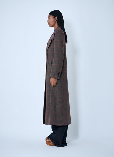 Double-Breasted Check Wool Coat Chloé Double-Breasted Check Wool Coat Brown chl0261013