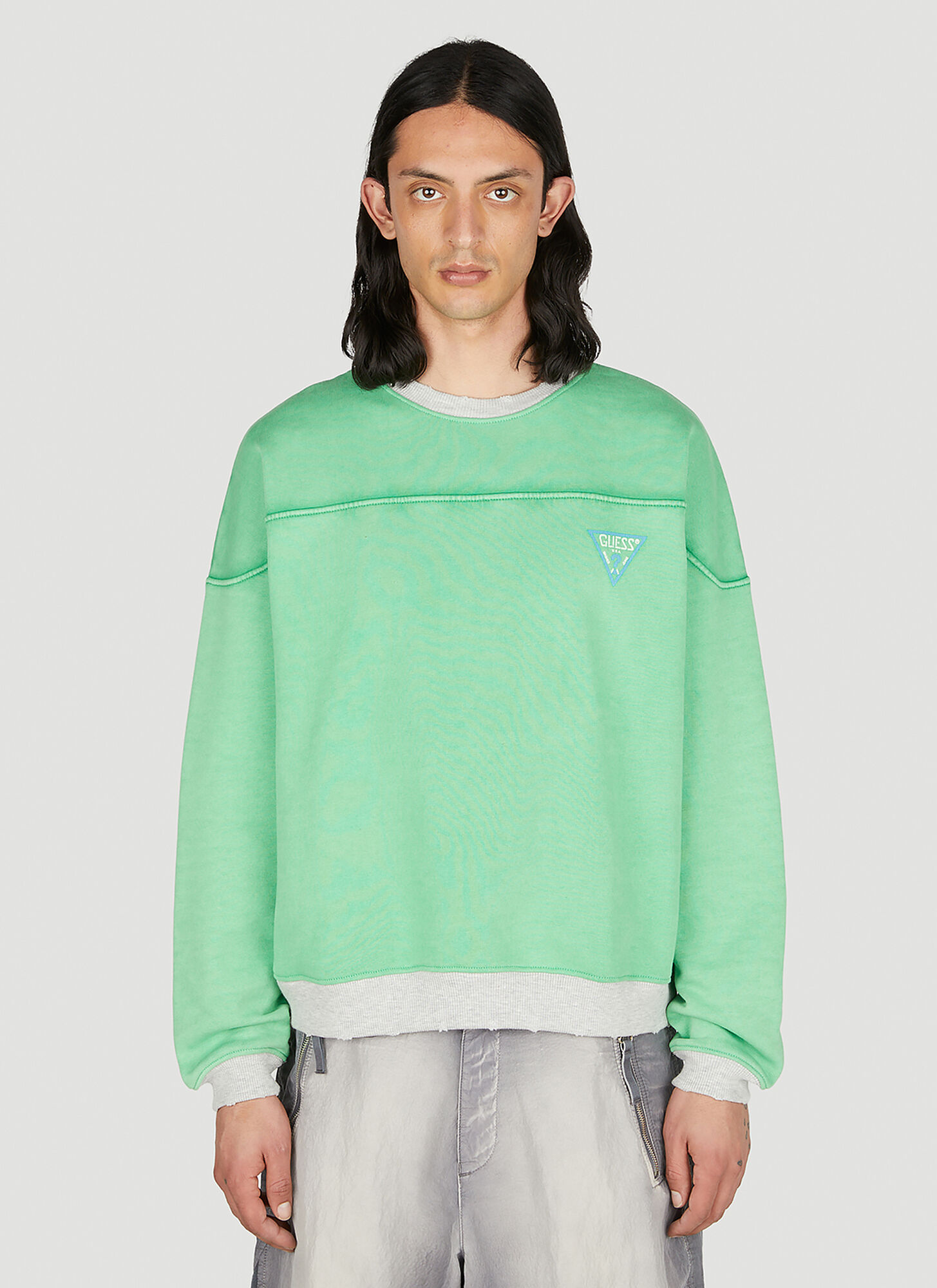 Shop Guess Usa Vintage Logo Sweatshirt In Green