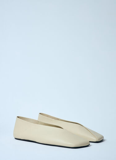Jil Sander レザー製バレリーナフラット ベージュ jil0259019