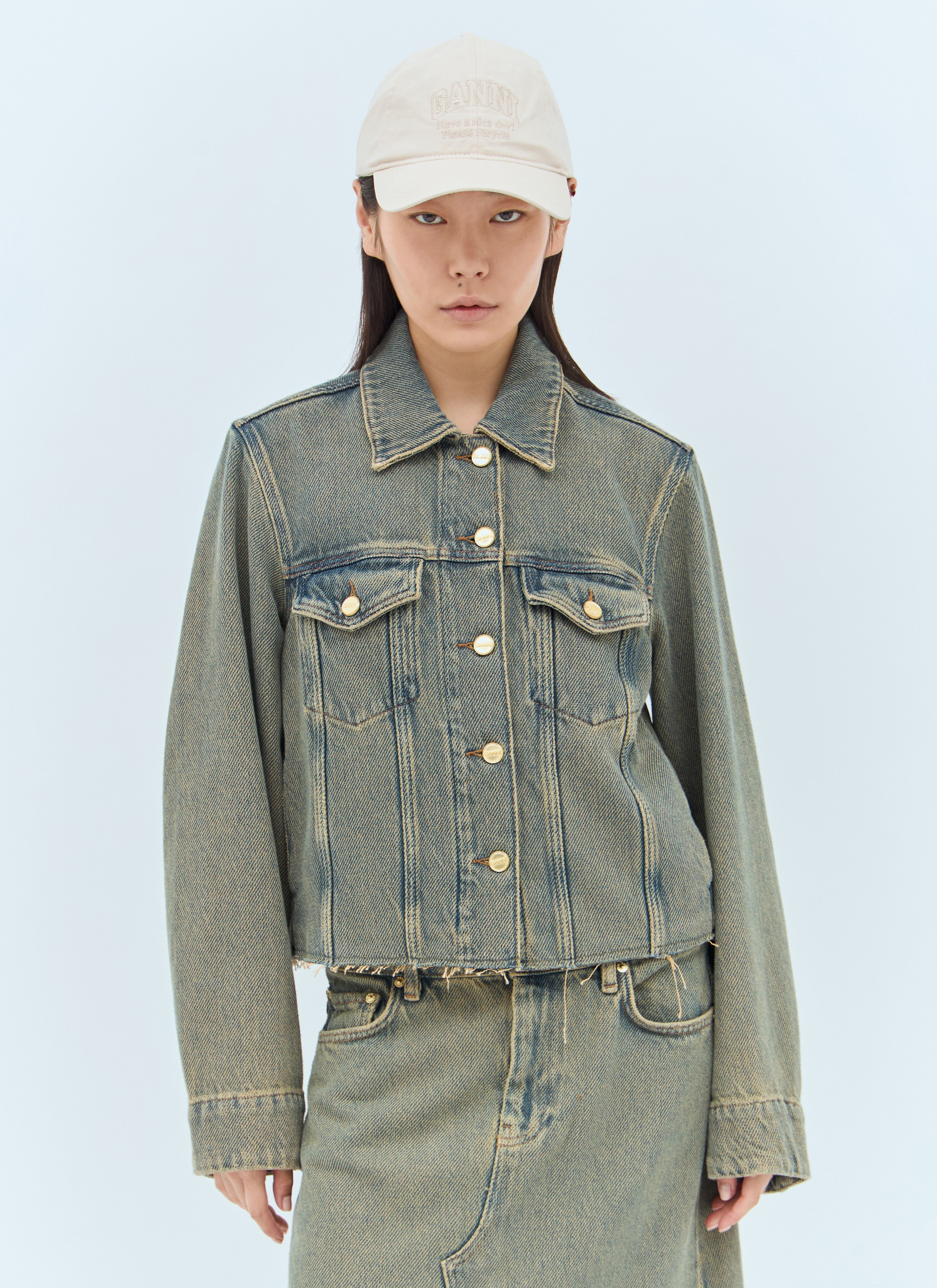 GANNI Overdyed Heavy Denim Jacket in Blue fur Damen LN CC