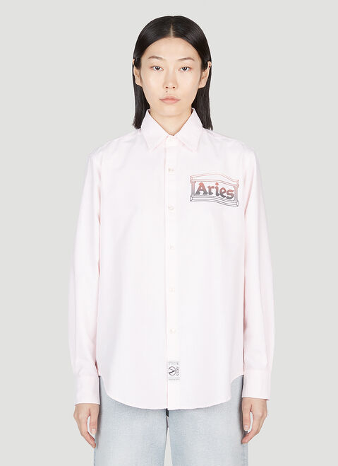 Aries Oxford Stripe Shirt Pink ari0354002