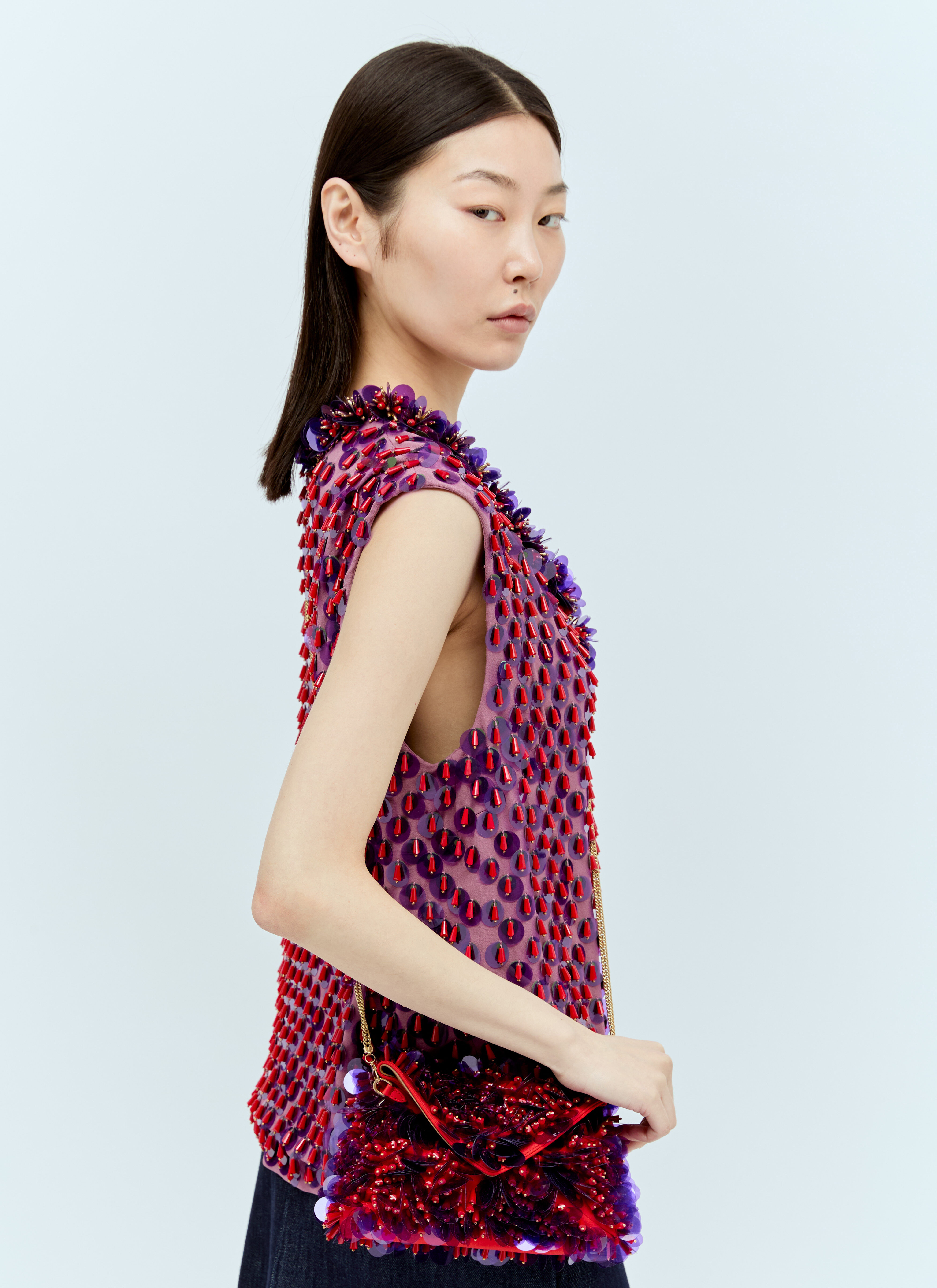 Dries Van Noten Red amp; Purple Sequin Embellished Shoulder Bag