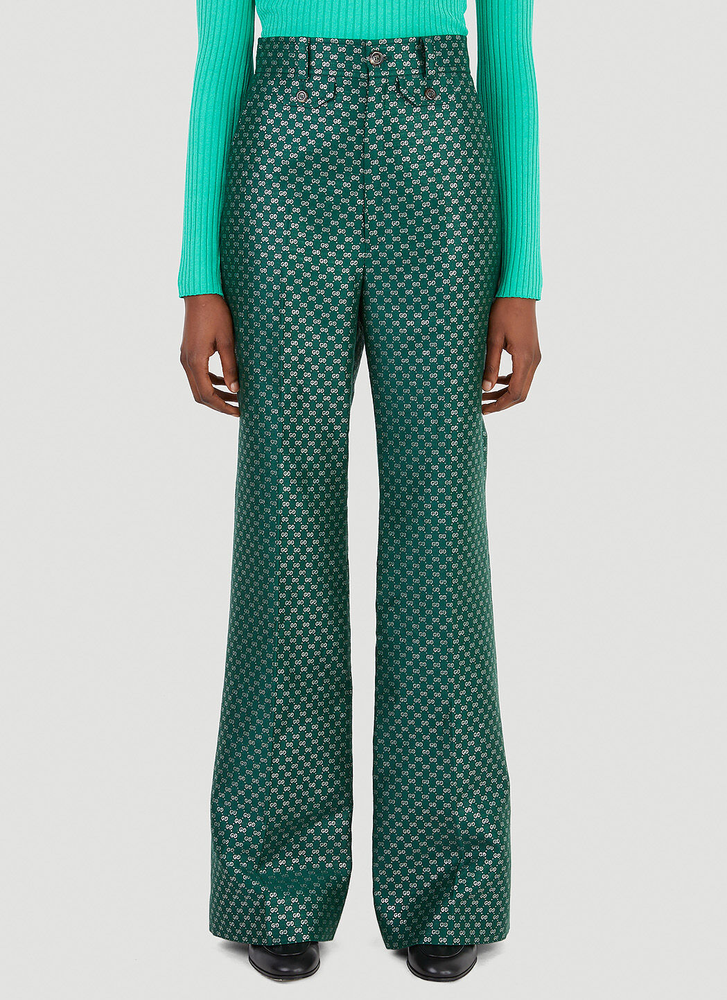 Gucci Women s GG Lurex Pants in Green LN CC