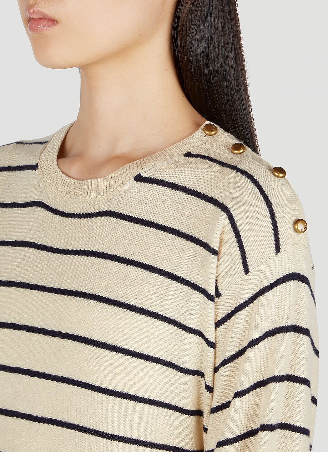 Moncler Striped Sweater in Beige fur Damen LN CC