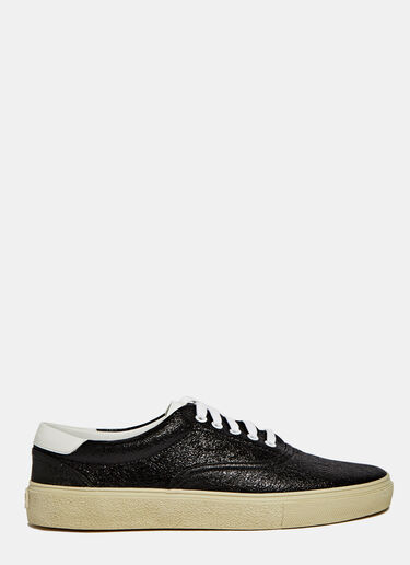 Saint Laurent Cracked Leather Low-Top Sneakers Black sla0122017