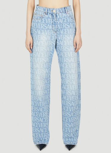 Versace Monogram Straight-Leg Jeans Blue vrs0251017