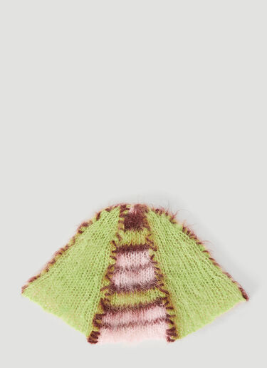 Fuzzy Stripe Beanie Hat Marni Fuzzy Stripe Beanie Hat Green mni0253038