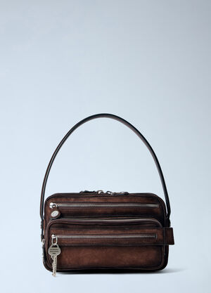 Acne Studios Camero Party Suede Shoulder Bag Dark Brown acn0265034
