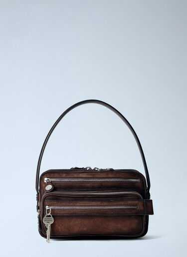 LN-CC® - Acne Studios: Camero Party Suede Shoulder Bag - Dark Brown Acne Studios Camero Party Suede Shoulder Bag Dark Brown acn0265034