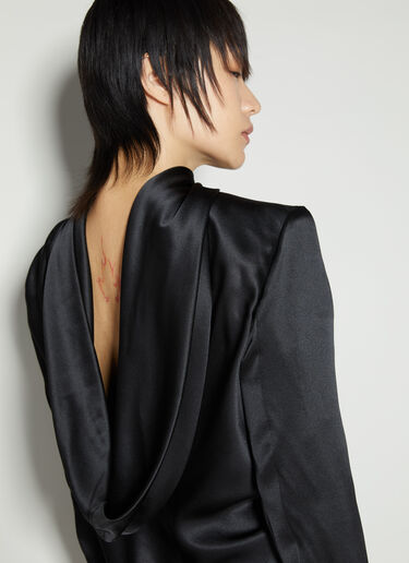 Saint Laurent Cowl-Back Silk Blouse Black sla0254044