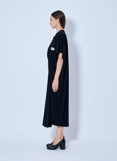 LN-CC® - MM6 Maison Margiela: Draped Midi Dress - Black MM6 Maison Margiela Draped Midi Dress Black mmm0265003