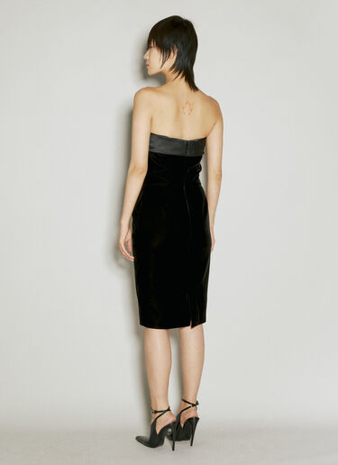 Saint Laurent Strapless Pencil Velvet Dress Black sla0254043