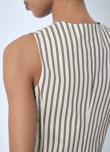Max Mara Striped Buttoned Waistcoat Beige max0264008