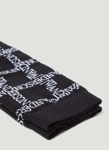 JW Anderson Logo Grid Long Socks Black jwa0354007