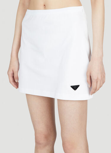 Prada Logo Plaque Skirt White pra0253005