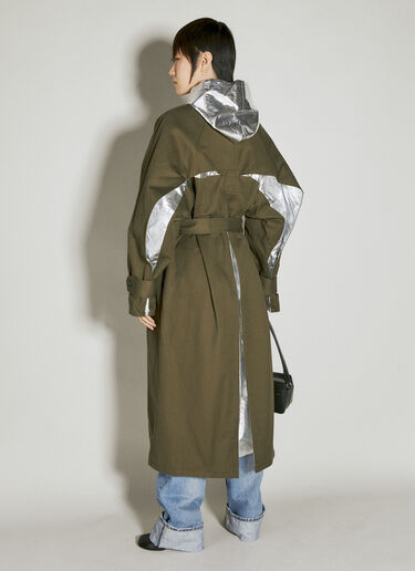 Rabanne Metalic Panel Hooded Trench Coat Green pac0253010