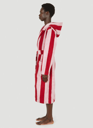 TEKLA Block Stripe Hooded Bath Robe Red tek0349035